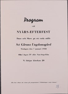 Inbjudan till Nyårsefterfest för ungdomar 1958