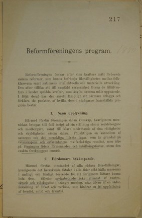 Reformföreningens program 1880