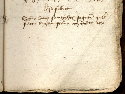 Första sidan i texten om det lösa folket, som ska hjälpa till med skörden, år 1493