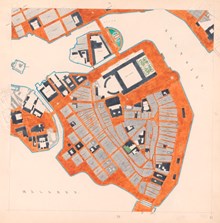 Kartblad över Gamla stan 1863 (1810 års tomtnumrering)