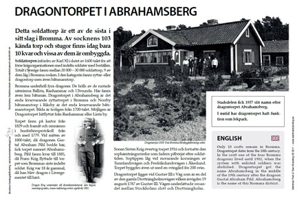 skylt med bild på Dragontorpet i Abrahamsberg. Text med historik.