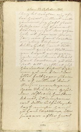 Sida ur protokollet med rådman Ekeboms vittnesmål 1810.