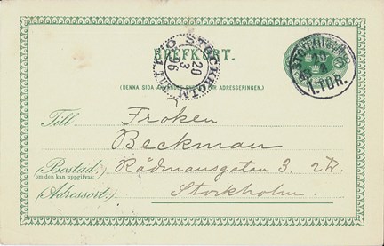 Brev från S. A. Andrée till Alice Beckman om en beställning till polarexpeditionen 1897