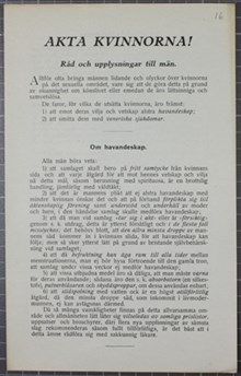 AKTA KVINNORNA! Råd och upplysningar till unga män - sexualupplysningspamflett 1924