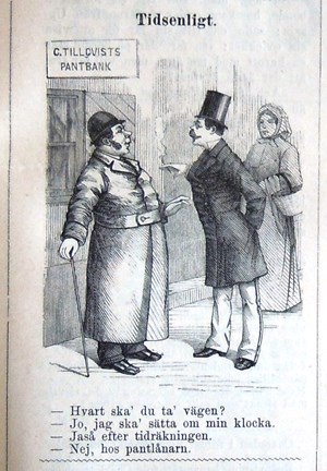 Tidsenligt. Bildskämt i Söndags-Nisse – Illustreradt Veckoblad för Skämt, Humor och Satir, nr 2, den 12 januari 1879