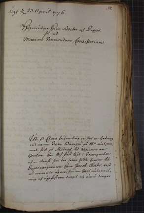 Präst skriver och undrar om hur han ska göra med slaven Tom Dumpers dop 1776.