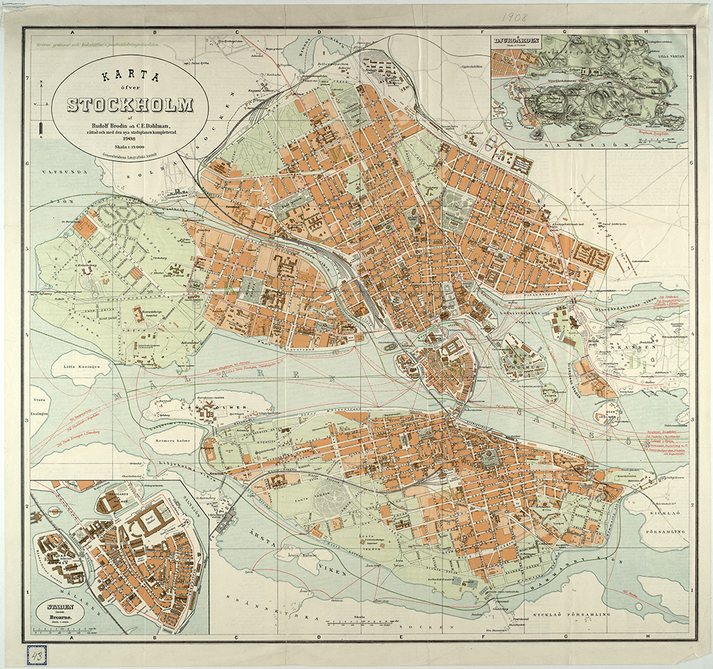 1908 års karta över Stockholm - Stockholmskällan