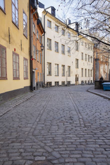 Grundmurar till Svartbrödraklostret, markerade i dagens stenläggning