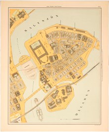 Karta "Bladet Staden inom Broarne" 1899