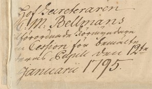 Carl Michael Bellmans konkursakt från åren 1795-96.