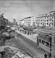 Spårvagnshållplatsen  Hammarby år 1948