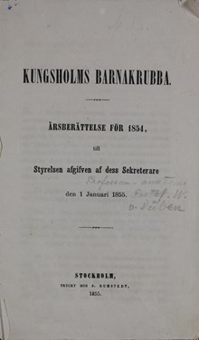 Kungsholms barnkrubba - årsberättelse 1854