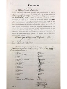 Utackorderingskontrakt från Uppfostringsanstalten för gossar 1891 