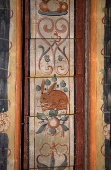 Målat innertak i Sparreska palatset på Riddarholmen, före renovering