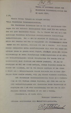 Karolina Widerströms motion angående ökad tillgänglighet till badinrättningar 1914