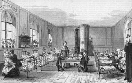 Sjuksal vid Kronprinsessan Lovisas vårdanstalt för sjuka barn år 1874