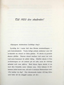 Sveriges studerande ungdoms helnykerhetsförbund - "Till 1923 års studenter!"