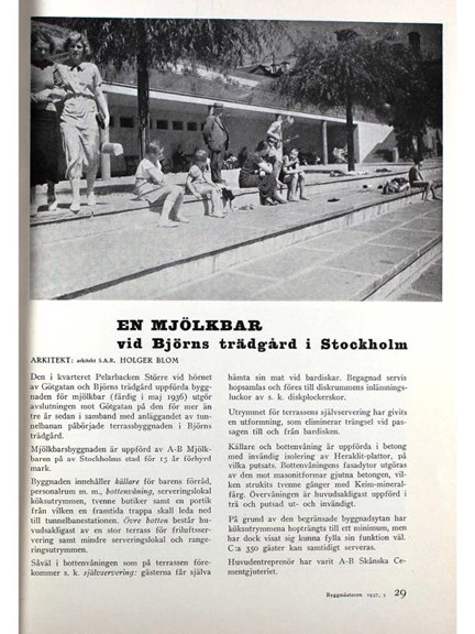 En mjölkbar vid Björns Trädgård 1937