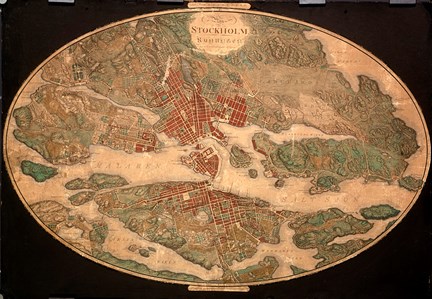 Kolorerad karta över Stockholm