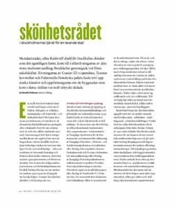 Skönhetsrådet i stockholmarnas tjänst för en levande stad / artikelförfattare: Martin Rörby