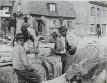 Torsgatan/Tegnérgatan. Gasledning 1897