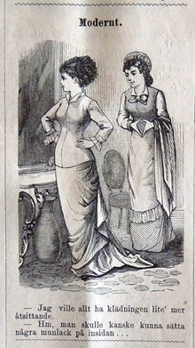 Modernt. Bildskämt om mode i Söndags-Nisse – Illustreradt Veckoblad för Skämt, Humor och Satir, nr 42, den 20 oktober 1878