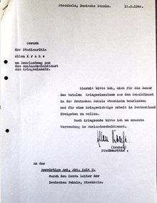 Ellen Krahe ber om förflyttning till Tyskland 1944