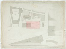 Plan över kvarteret Europa vid Slottsbacken från 1790
