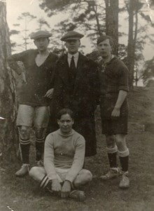 Fotbollskillarna Gunnar, Edvin, Korren och Manne, 1914. IF Olympia