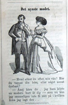Det nyaste modet. Bildskämt i Söndags-Nisse – Illustreradt Veckoblad för Skämt, Humor och Satir, nr 5, den 3 februari 1867