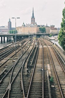 Tunnelbanespår mellan Slussen och Gamla stan