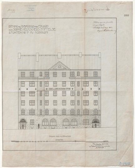Hem för judar – ritningar till "Heckscherska huset" på Klippgatan från 1912