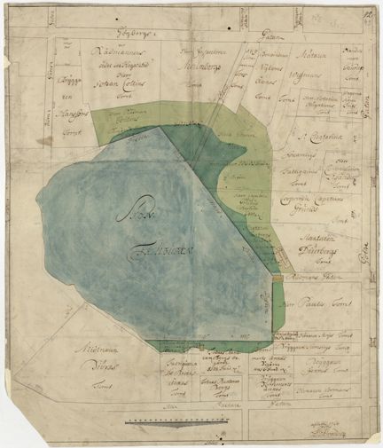 Karta "Dessein till Strand Linie" vid Fatburssjön år 1764