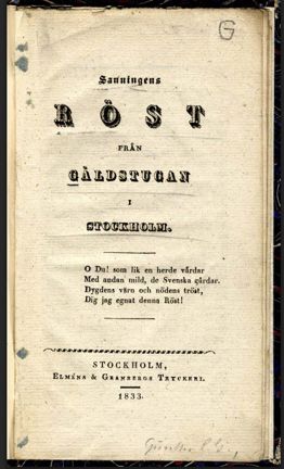 Svart tryckt text på gulnat papper
