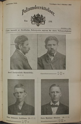 Förstasidan i Polisunderrättelse nr 116 år 1918