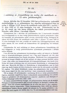 Polismästaren begär ökad personalstyrka med anledning av den ökade invandringen 1939 – stadsfullmäktige