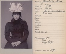 Tjugoåriga porslinsarbeterskan Hilda Gillström - fotograferad av polisen 1898