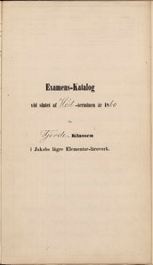 August Strindbergs betyg från Jakobs lägre elementarläroverk HT 1860