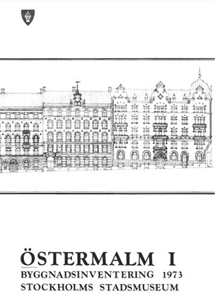 Svartvit framsida som visar en ritning av fasader på Östermalm