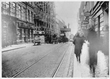 Arbete med luftledning korsningen Götgatan - S:t Paulsgatan 1920