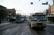 Bussar och spårvagnar vid Skanstull