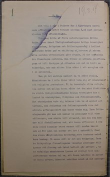 Gillis Grähs föreläser om religionshumbugens heliga treenighet - polisrapport 1914