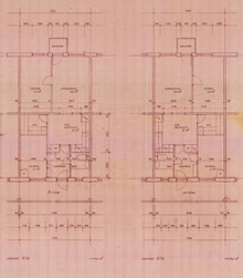 Ritningar till lägenhetstyper för studentbostäder i Rinkeby år 1969