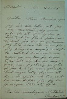 Brev från Mathilda Andersson till polisens prostitutionsavdelning, 1886