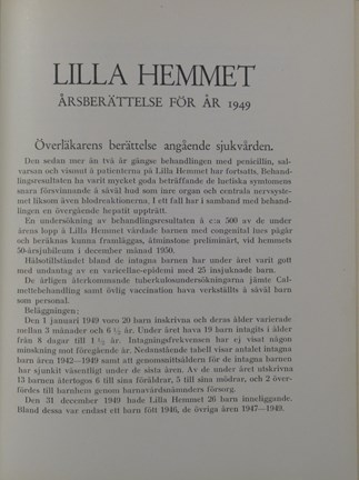 Årsberättelse från Lilla Hemmet år 1949