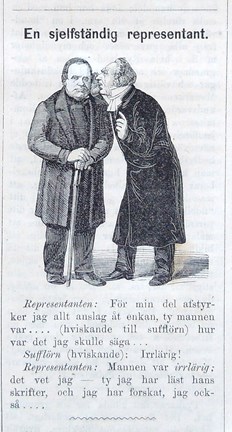 En själfständig representant. Bildskämt i Söndags-Nisse – Illustreradt Veckoblad för Skämt, Humor och Satir, nr 19, den 13 maj 1866