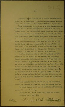 Föredrag om Henrik Ibsens grundtankar om kärleken mellan man och kvinna - polisrapport 1916