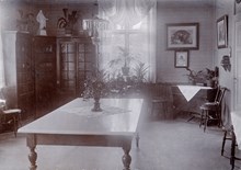 Kungsholms barnhem. Interiör av matsalen i villan. Äppelviken, Sagostigen 5, år 1927.