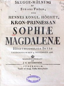 "Skugge-Målning af Svears Frögd..." 1766