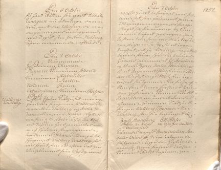 Uppslag ur handskrivet protokoll, Norra förstadens västra kämnärsrätt 1761